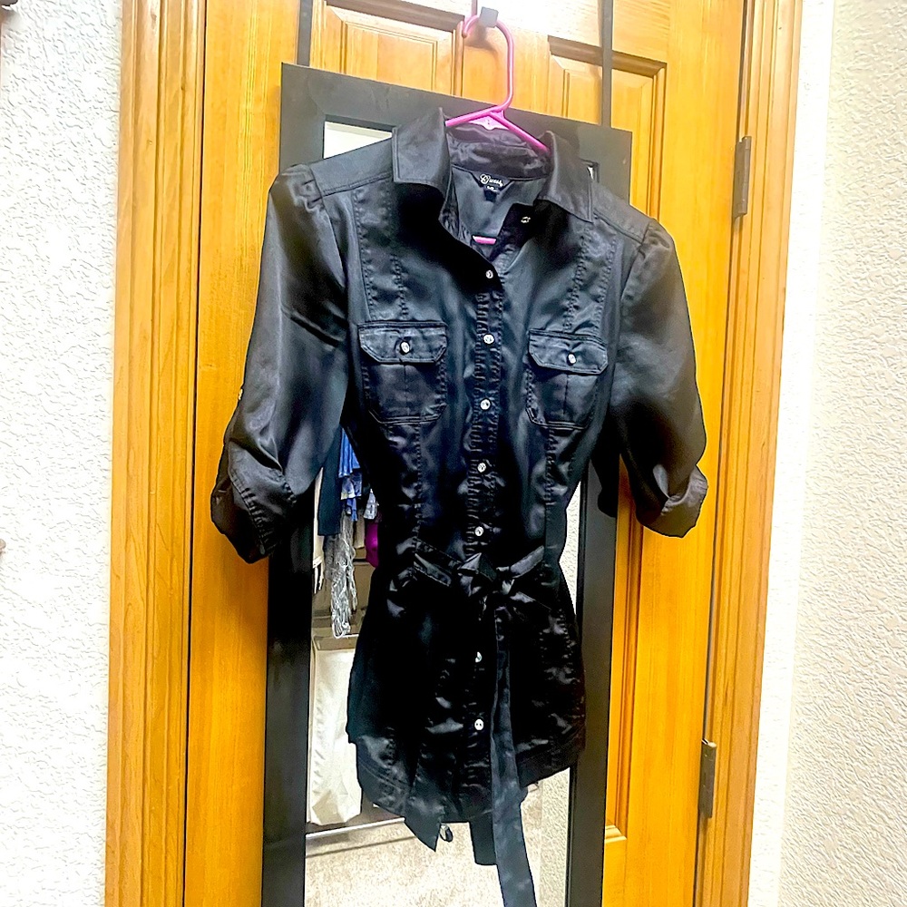 Black Guess Button Up Blouse